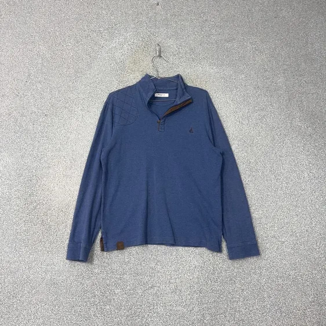 빈폴 네이비 로고 코튼 반집업 니트 100 상품이미지1