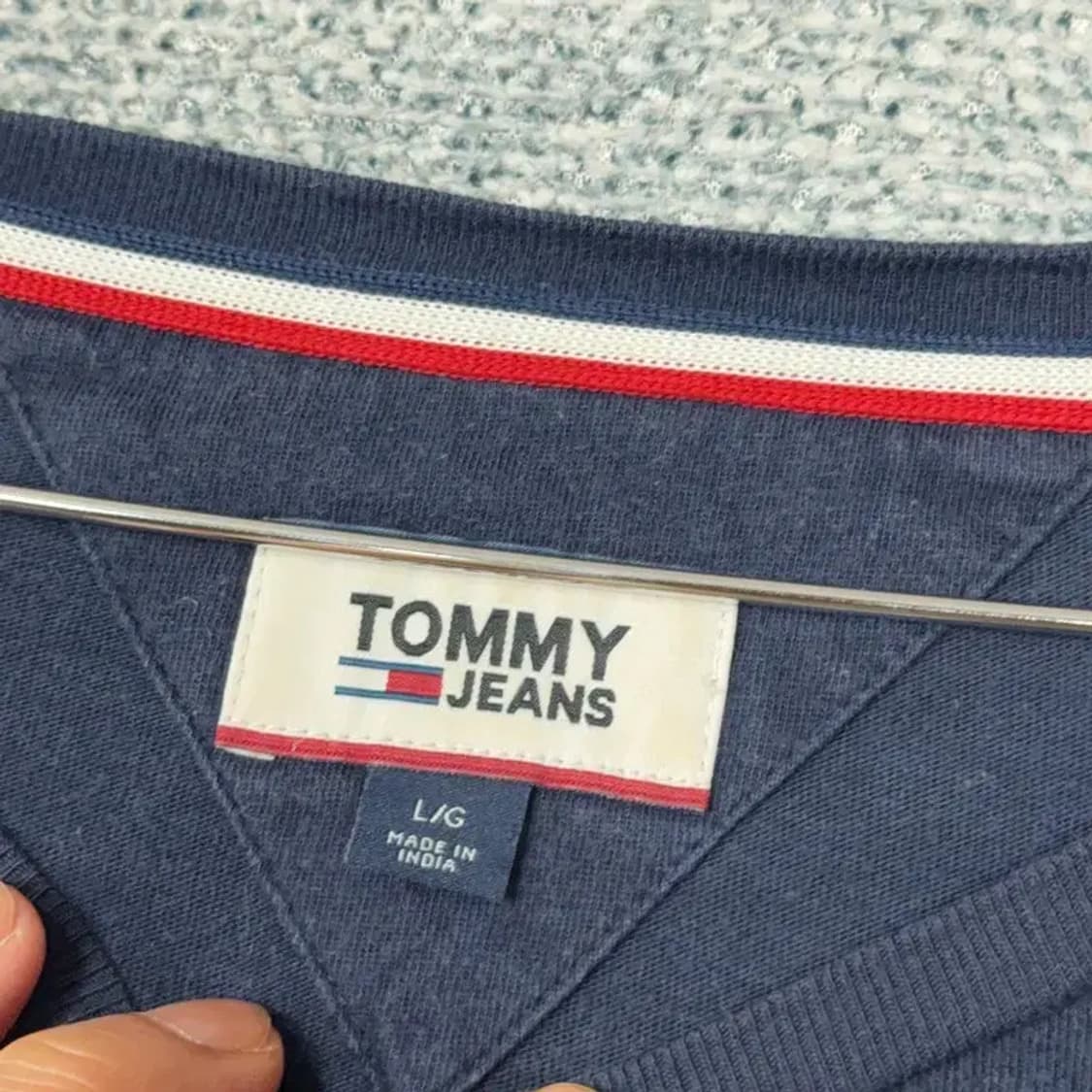 타미 진스 네이비 로고 긴팔티 L 상품이미지3