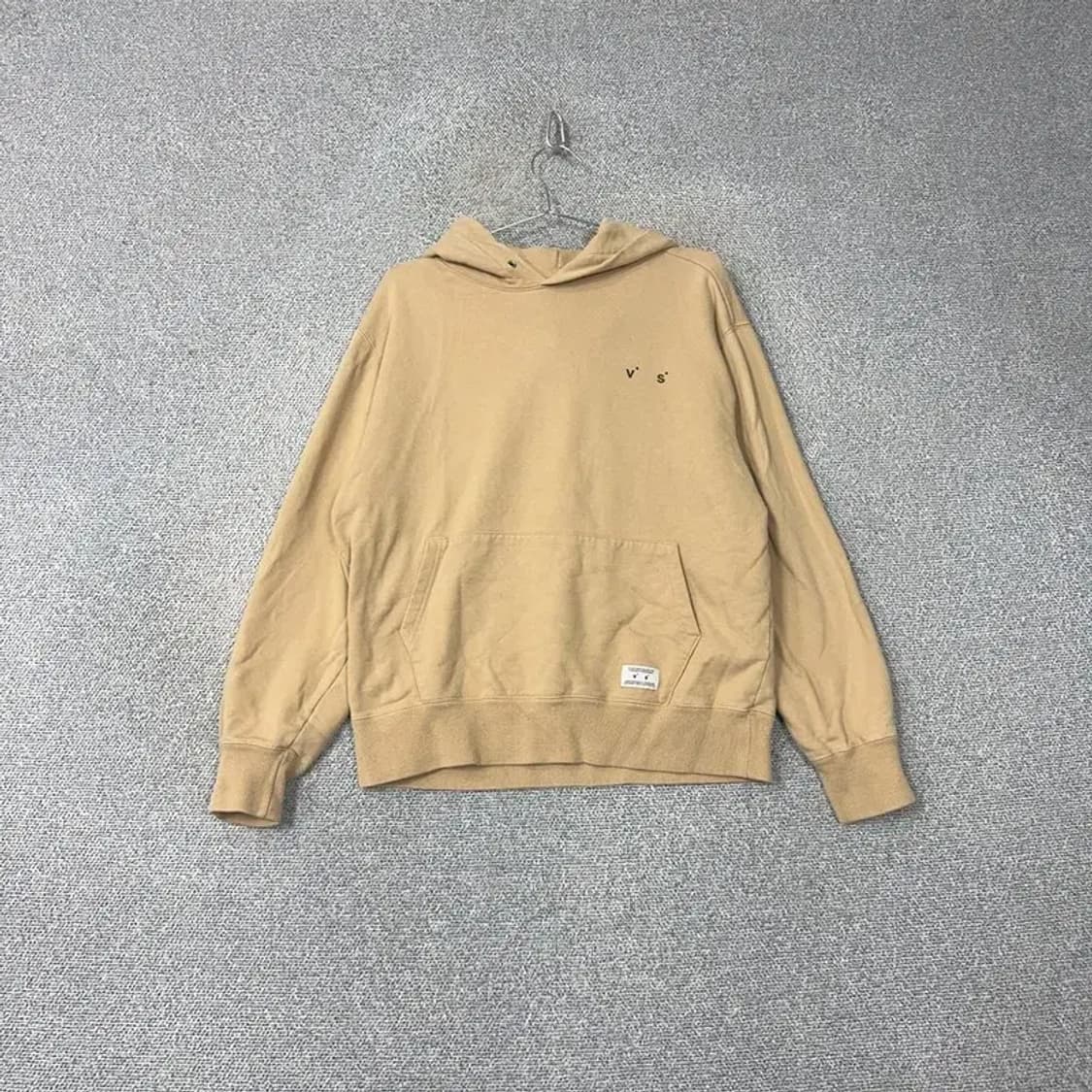 비바스튜디오 심플 로고 베이지 오버핏 후드티 M 상품이미지1