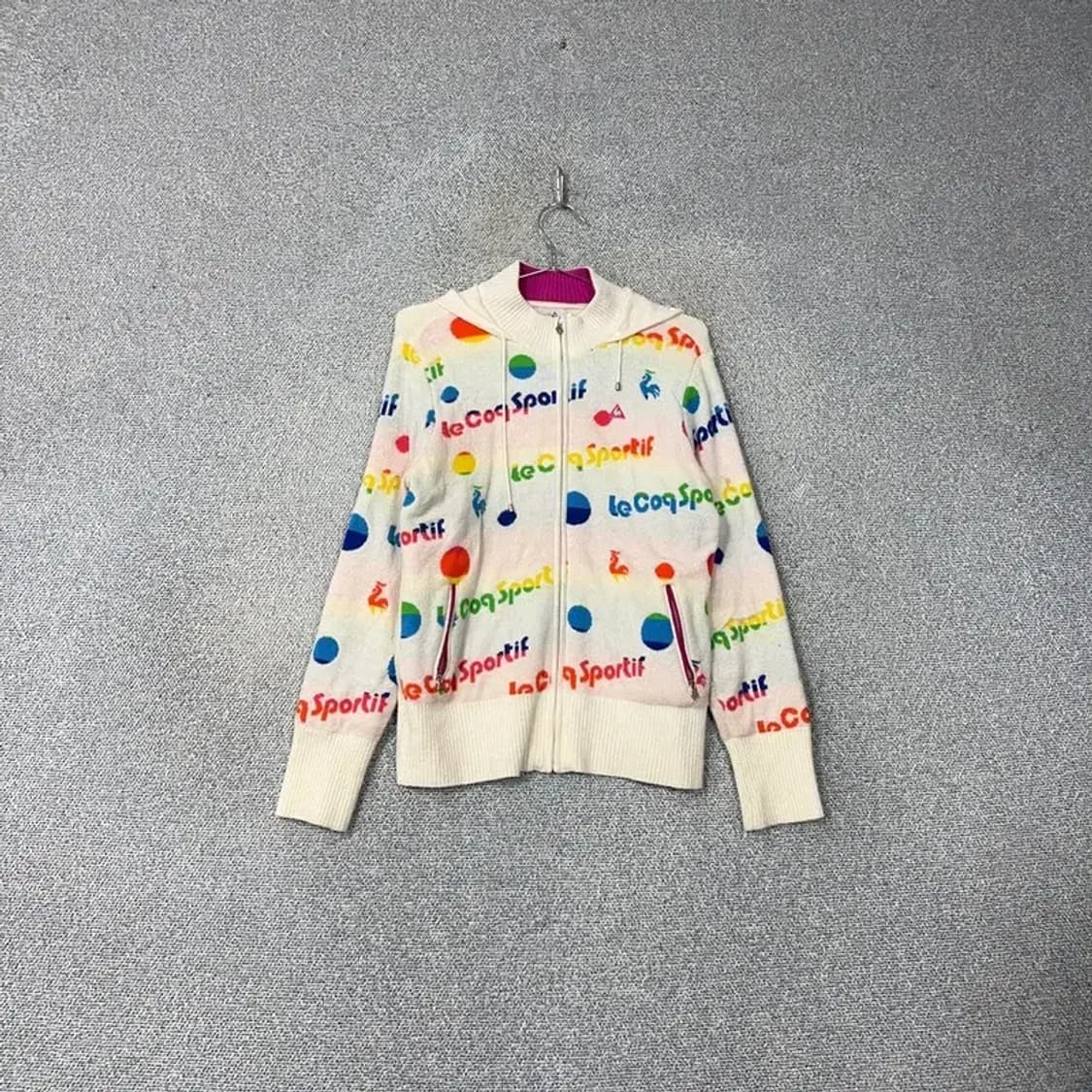 르꼬끄 스포츠 여성 패턴 아크릴 울 니트 후드 집업 M 상품이미지1