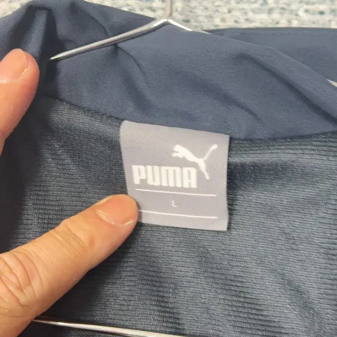 푸마 남성 로고 네이비 바람막이 윈드자켓 L 상품이미지3