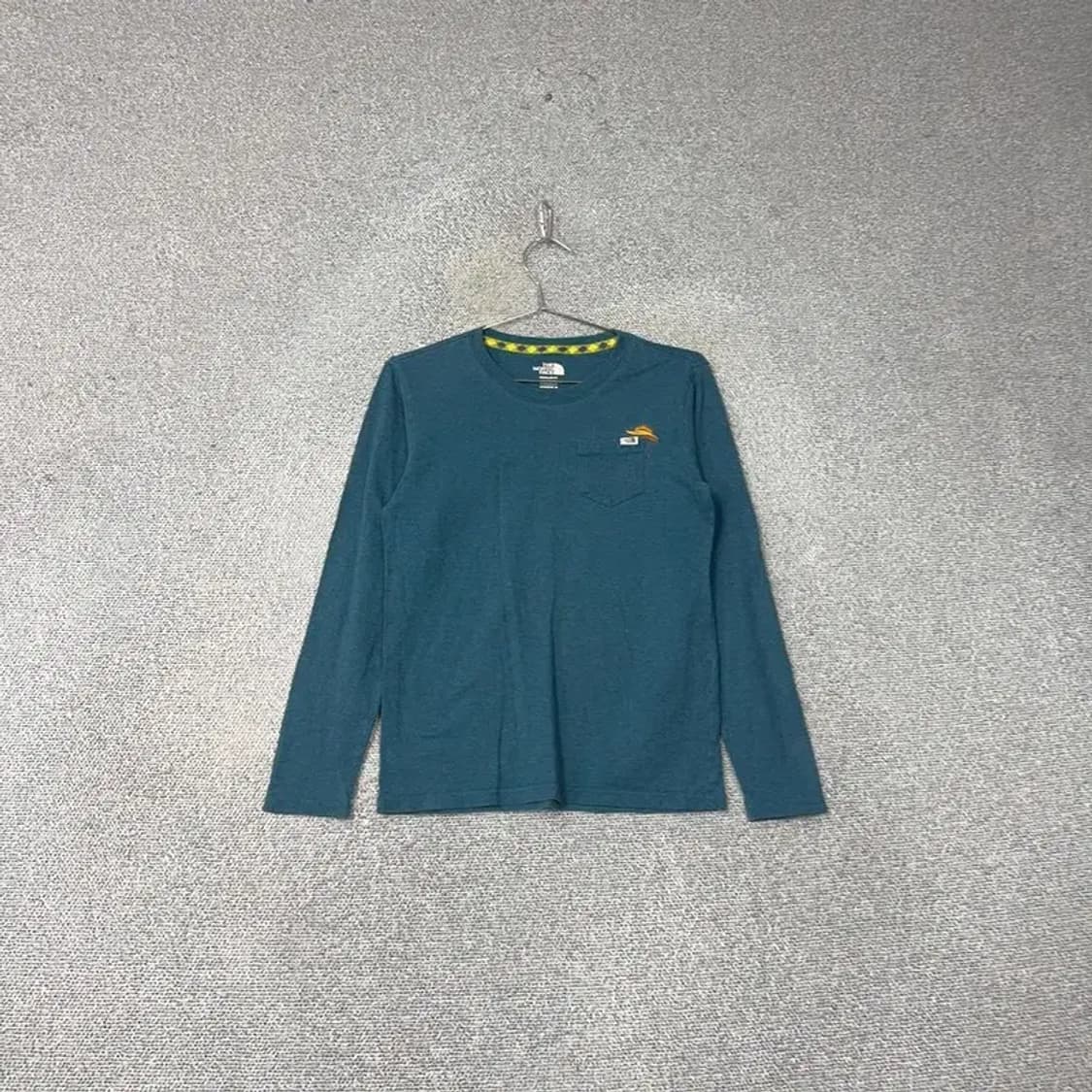 노스페이스 여성 청록 로고 코튼 긴팔티 85 상품이미지1