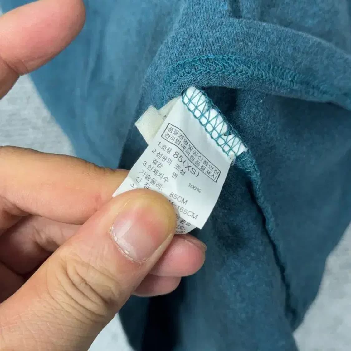 노스페이스 여성 청록 로고 코튼 긴팔티 85 상품이미지4