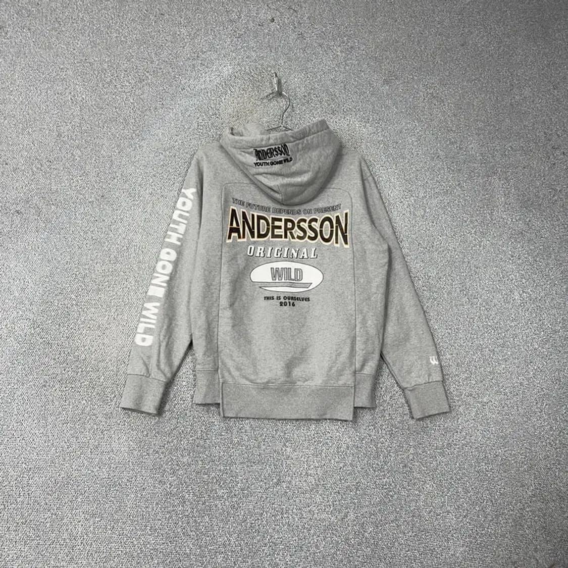앤더슨벨 사이드 스펠 로고 그레이 후드티 S 상품이미지2