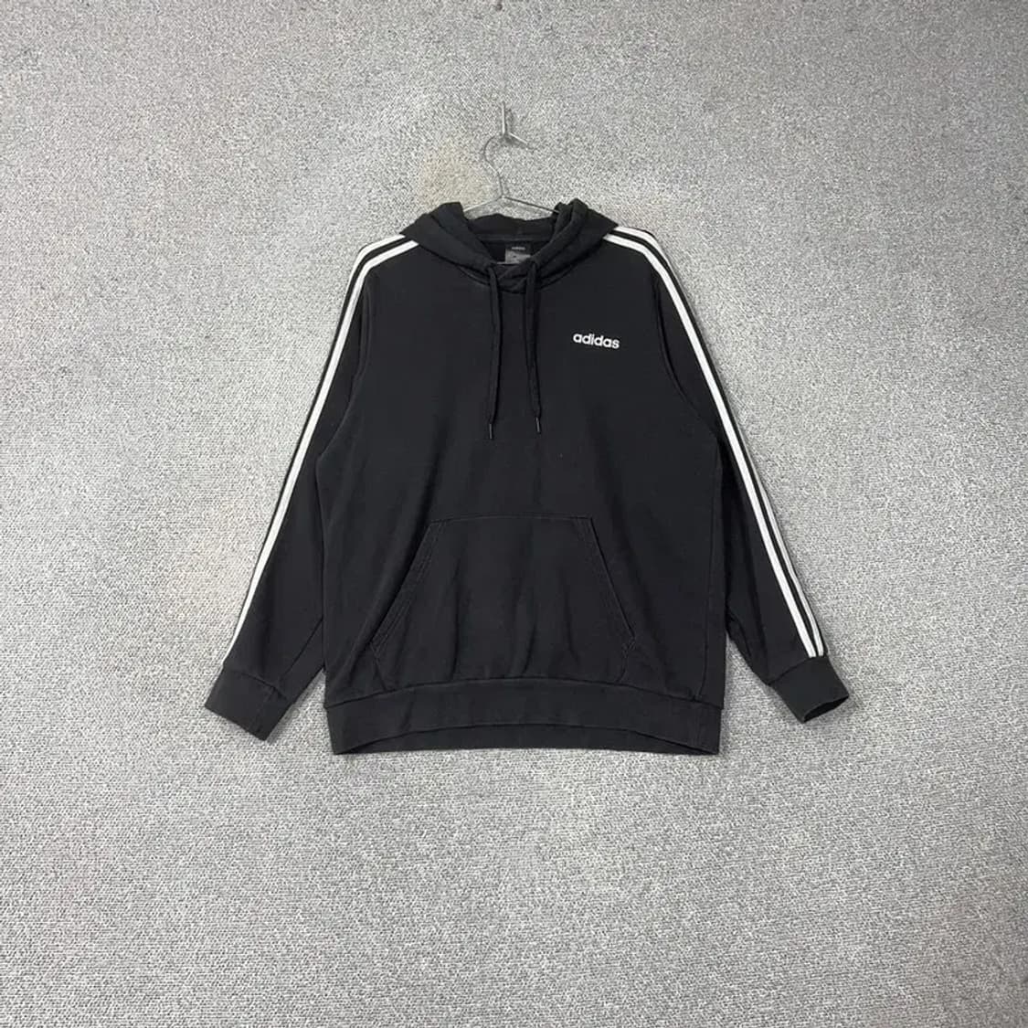 아디다스 스펠로고 블랙 삼선 오버핏 후드티 3XL 상품이미지1