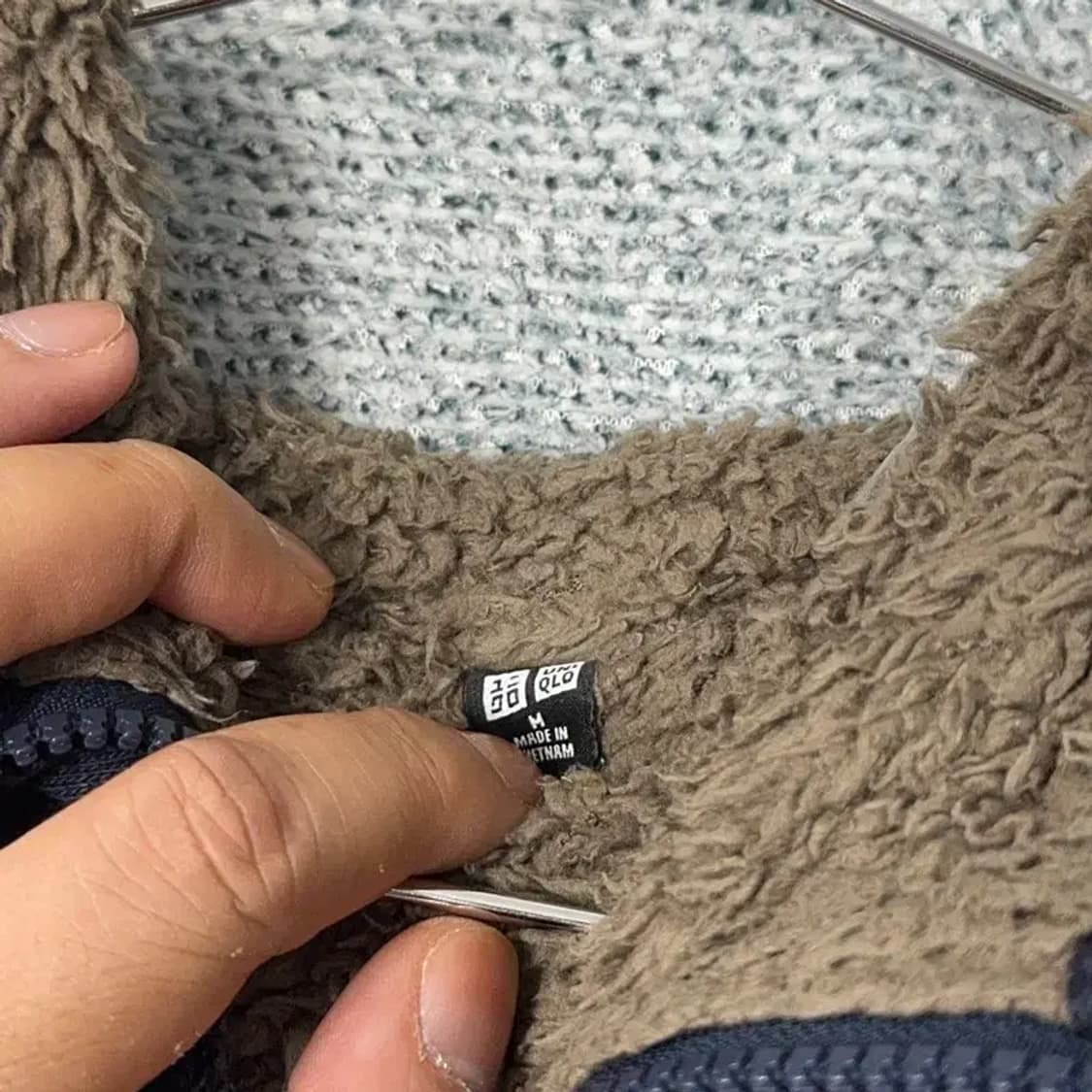 유니클로 네이비 보아털 양털 후드집업 M 상품이미지3