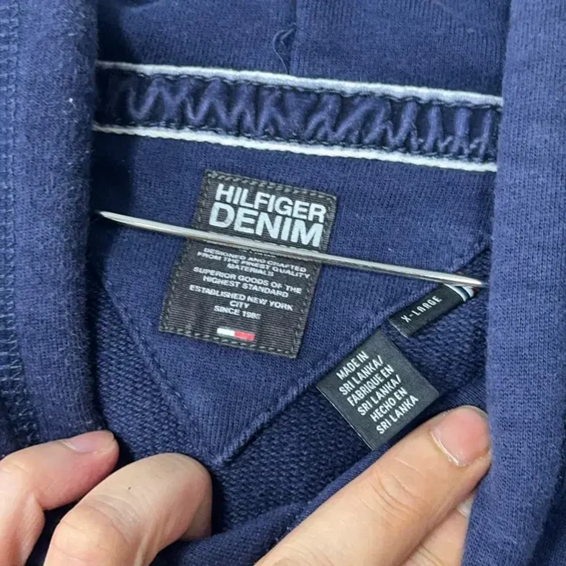 타미힐피거 프린팅 네이비 후드티 XL 상품이미지5