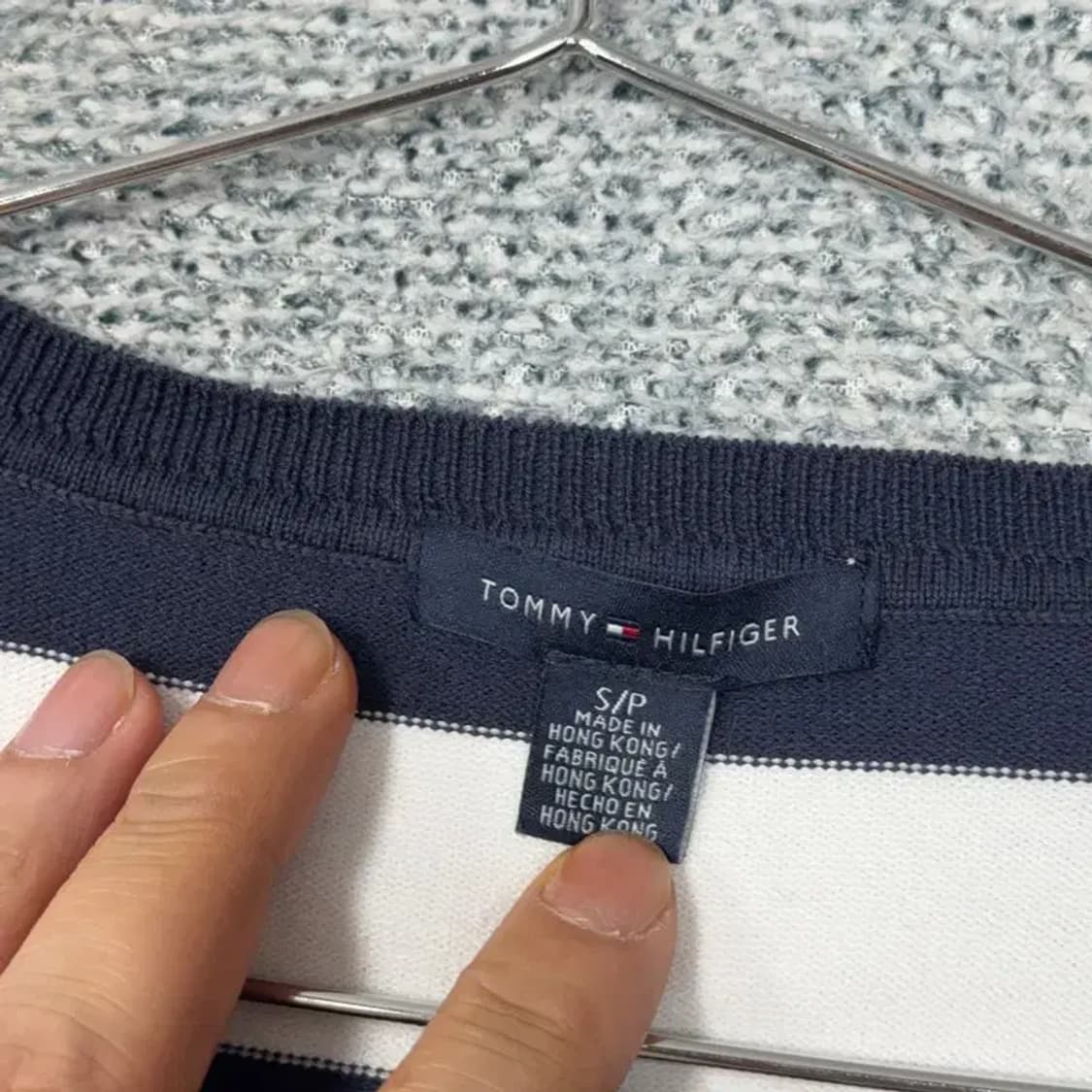 타미힐피거 여성 7부 스트라이프 네이비 니트 S 상품이미지3