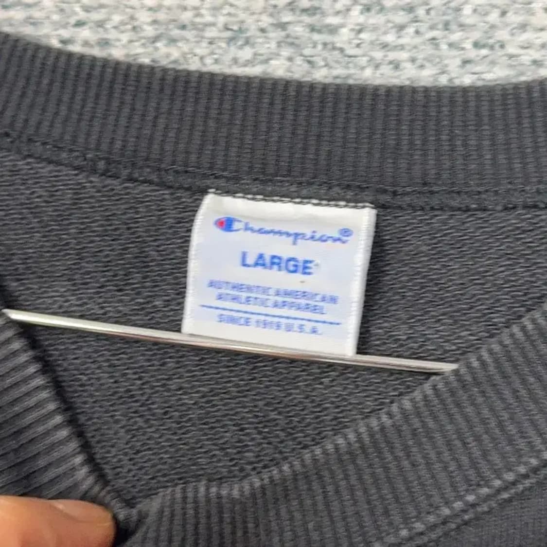 챔피온 로고 블랙 맨투맨 L 상품이미지3