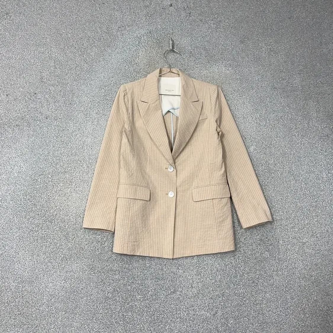 레니본 여성 클래식 베이지 체크 투버튼 블레이저 자켓 55 상품이미지1