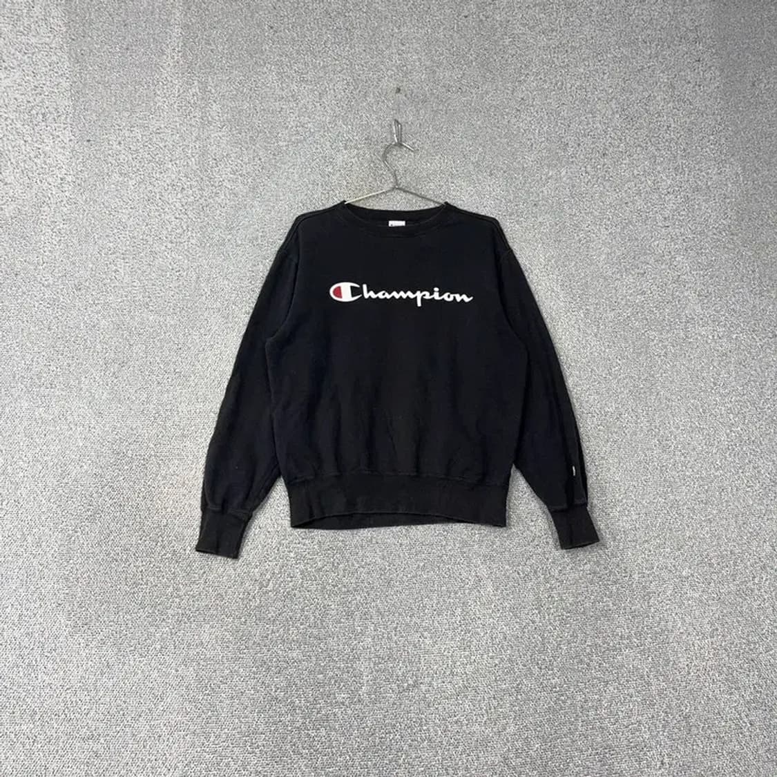 챔피온 프린팅 블랙 캐주얼 맨투맨 L 상품이미지1