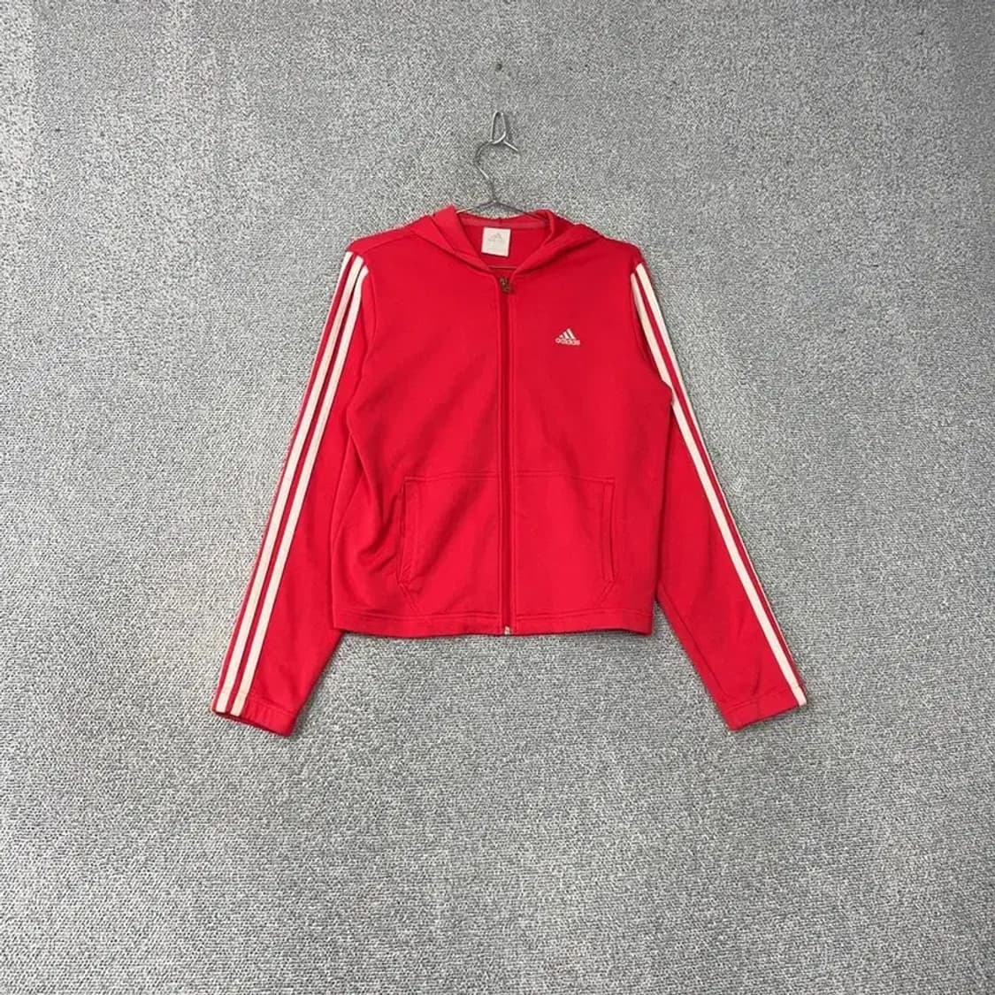 아디다스 오리지날 로고 레드 삼선 후드집업 100 상품이미지1