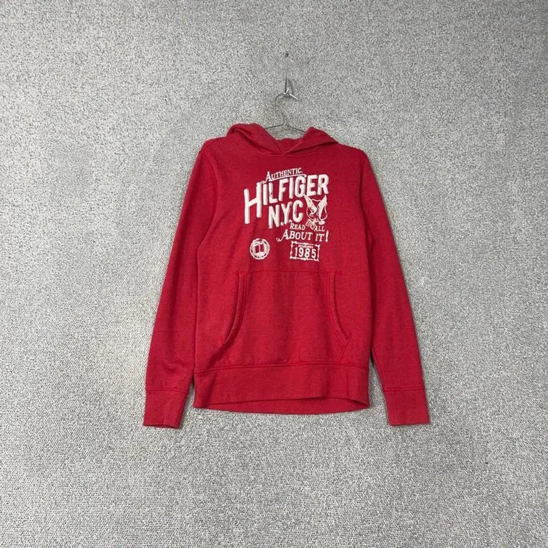타미힐피거 빈티지 프린팅 레드 후드티 M 상품이미지1