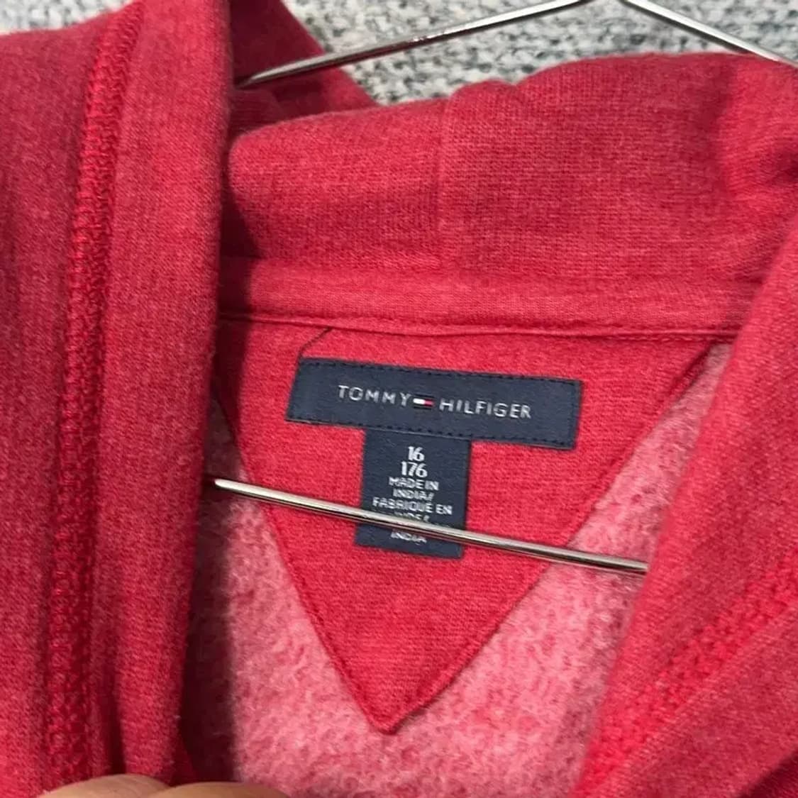 타미힐피거 빈티지 프린팅 레드 후드티 M 상품이미지3