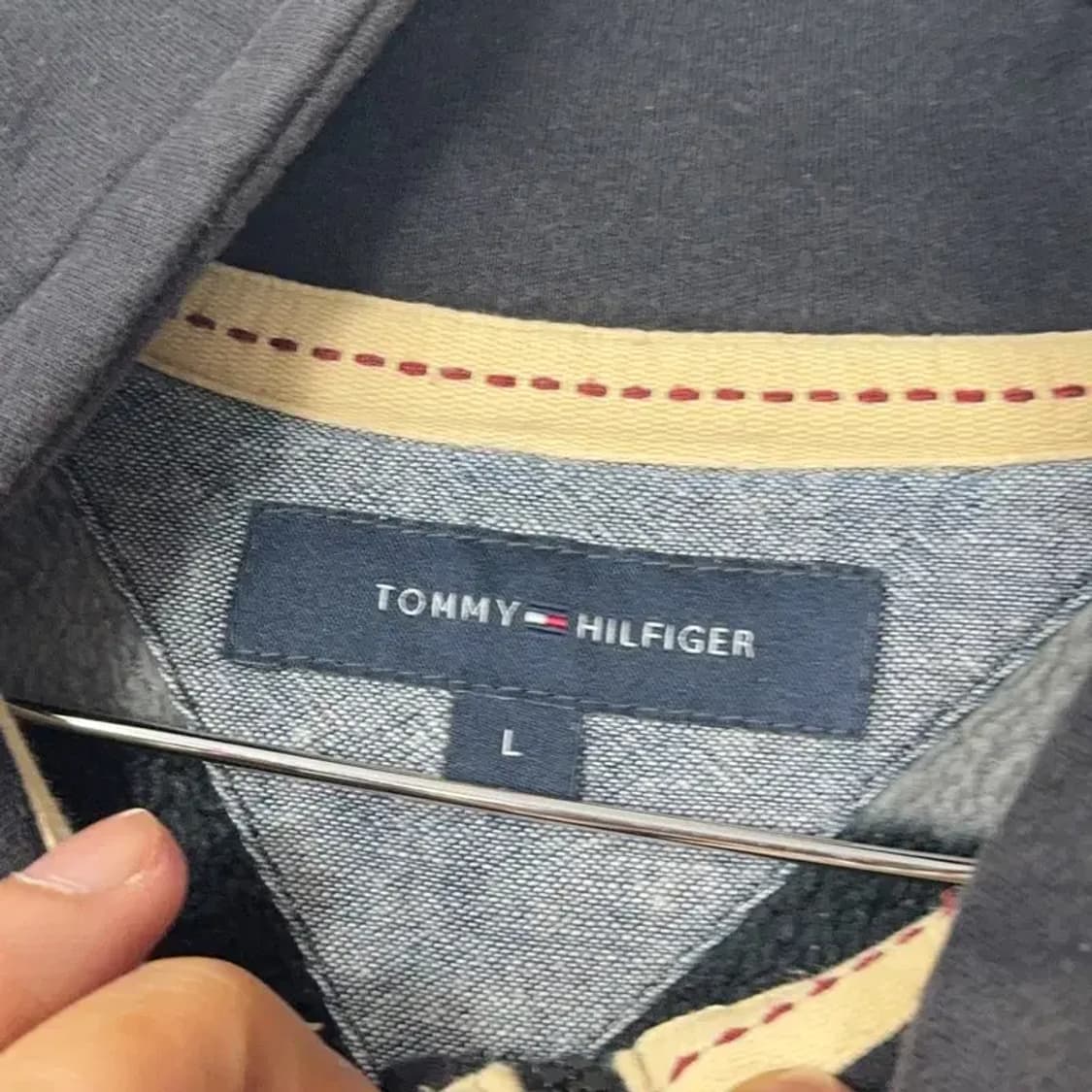 타미힐피거 블랙 코튼 집업 져지 L 상품이미지3