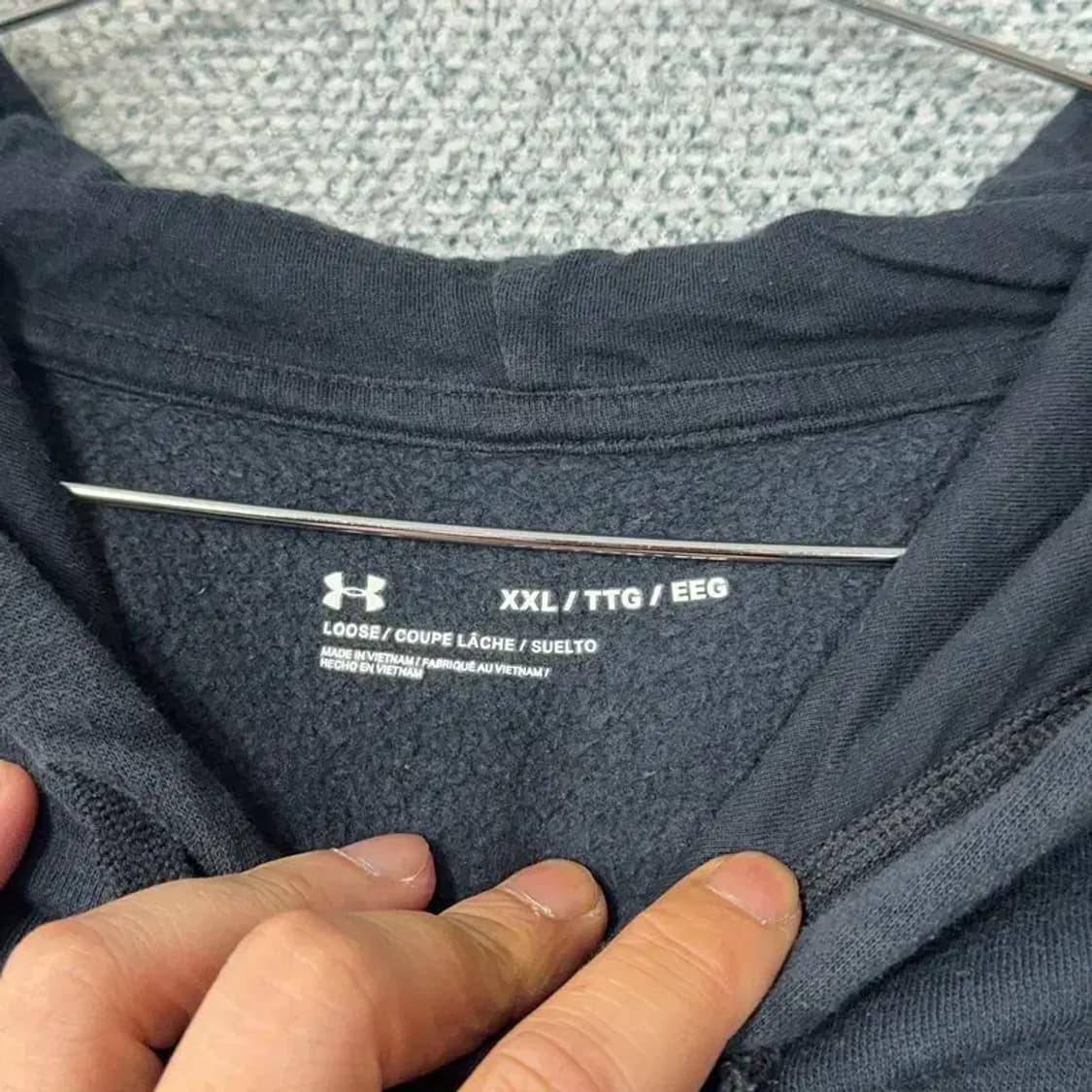 언더아머 심플 로고 오버핏 네이비 후드티 XXL 상품이미지3