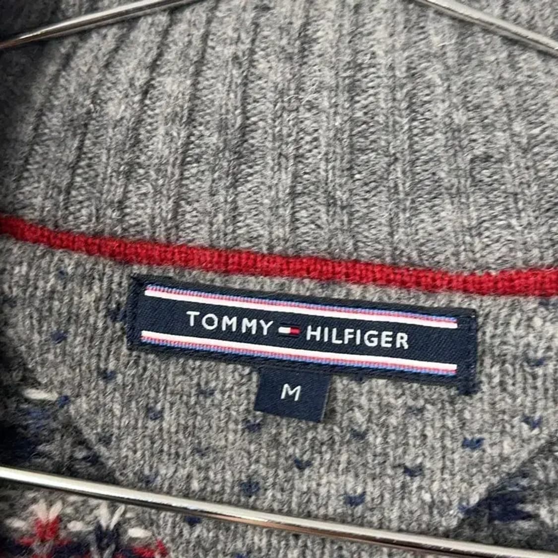 타미힐피거 클래식 패턴 그레이 버튼 울 니트 가디건 M 상품이미지5