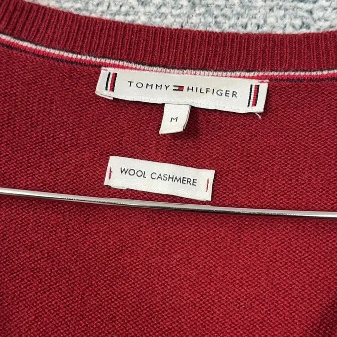 타미힐피거 레드 로고 울 캐시미어 남성 캐주얼 니트 M 상품이미지3