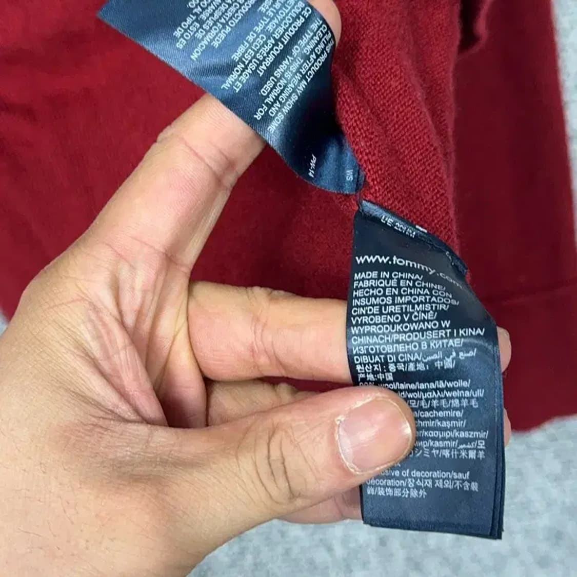 타미힐피거 레드 로고 울 캐시미어 남성 캐주얼 니트 M 상품이미지4