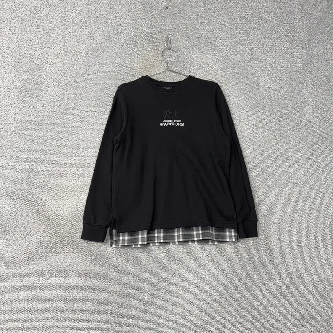 NBA 골든스테이트 체크 레이어드 블랙 긴팔티 S 상품이미지1