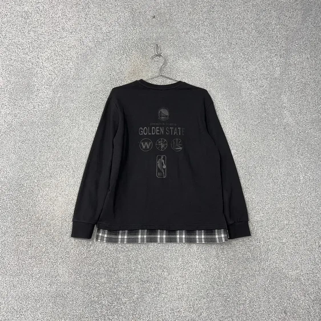 NBA 골든스테이트 체크 레이어드 블랙 긴팔티 S 상품이미지2