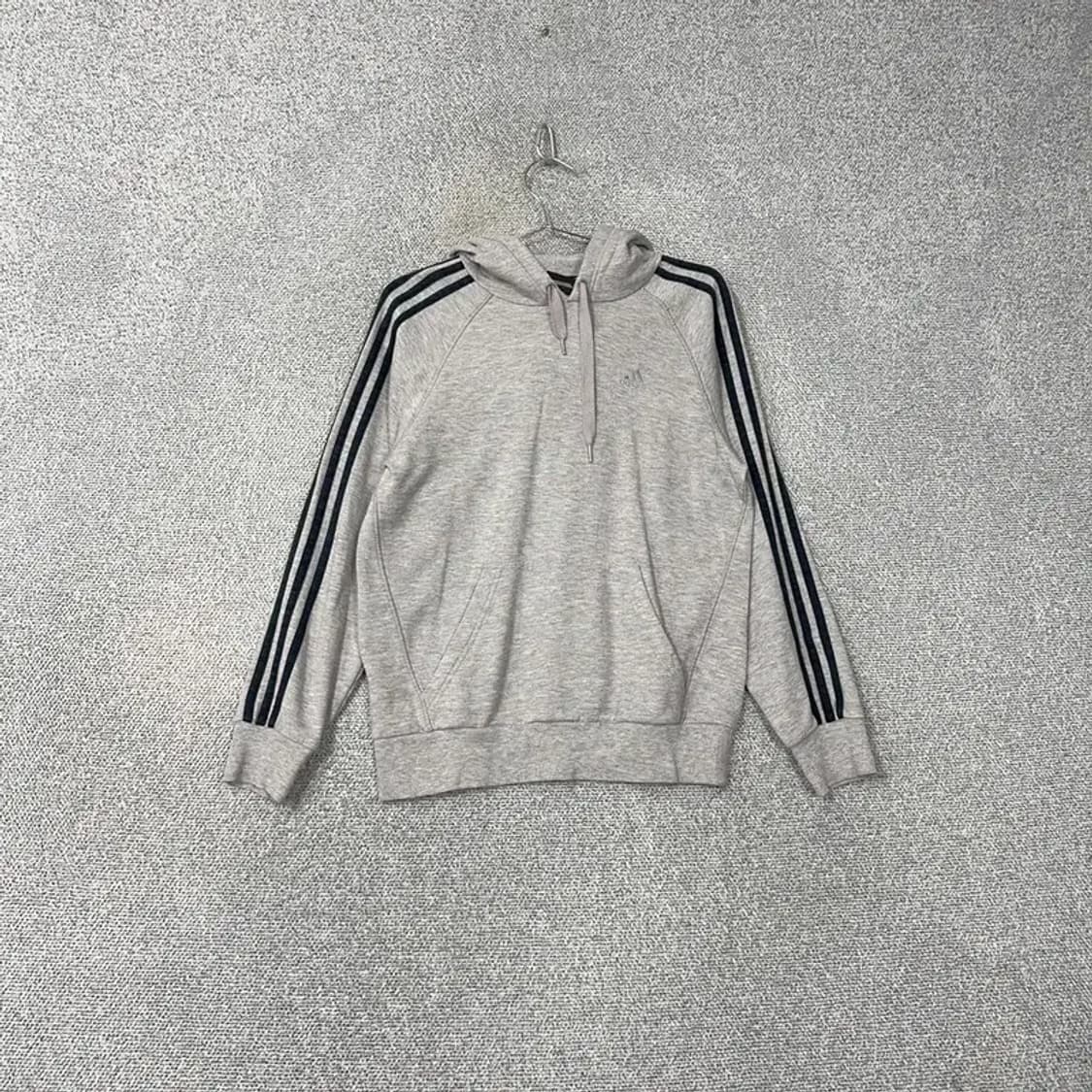 아디다스 로고 삼선 그레이 후드티 S 상품이미지1