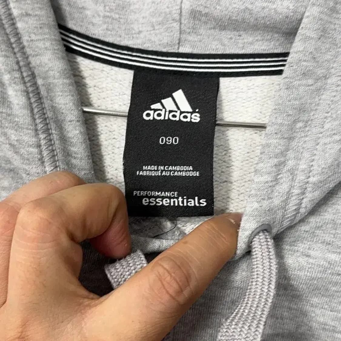 아디다스 로고 삼선 그레이 후드티 S 상품이미지4