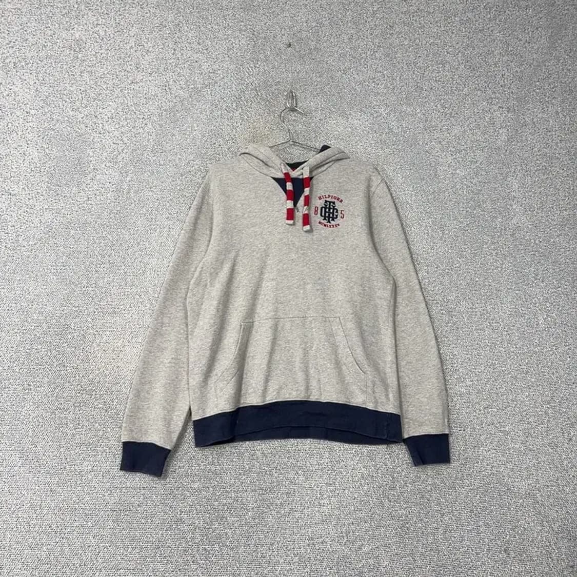 타미힐피거 자수 로고 그레이 단가라 캐주얼 후드티 M 상품이미지1