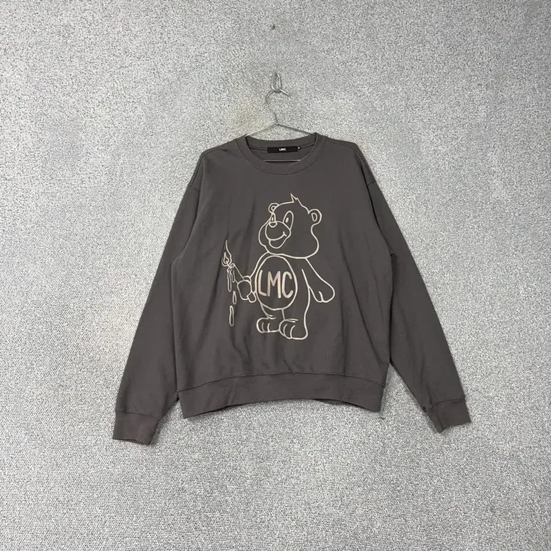 LMC 베어 프린팅 빈티지 딥그레이 스웻셔츠 맨투맨 M 상품이미지1