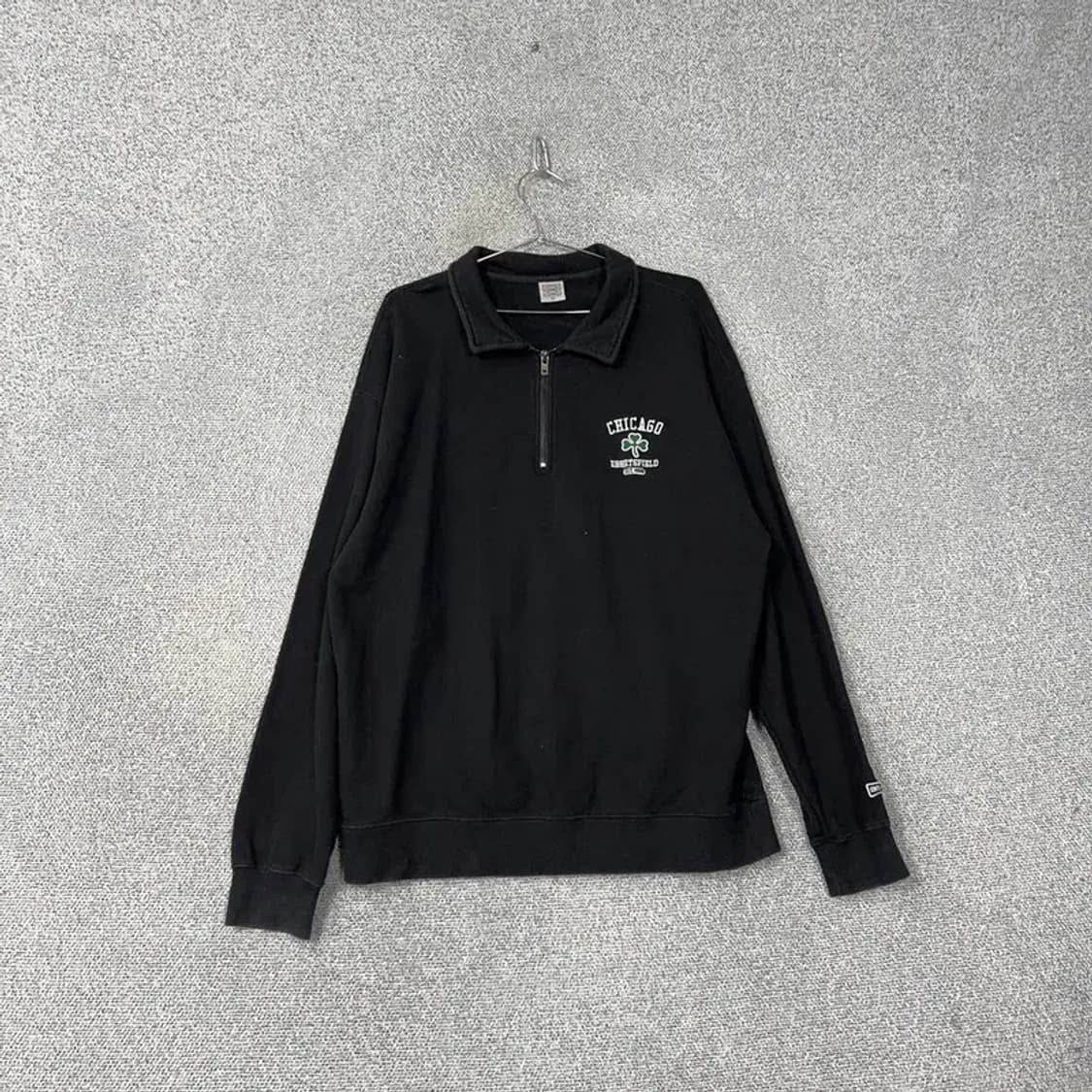 이벳필드 자수 로고 반집업 스웻 오버핏 맨투맨 XL 상품이미지1