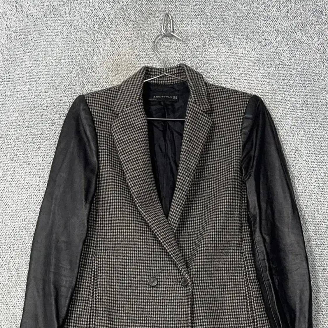 자라 체크 그레이 암레더 여성 클래식 코트 XS 상품이미지3