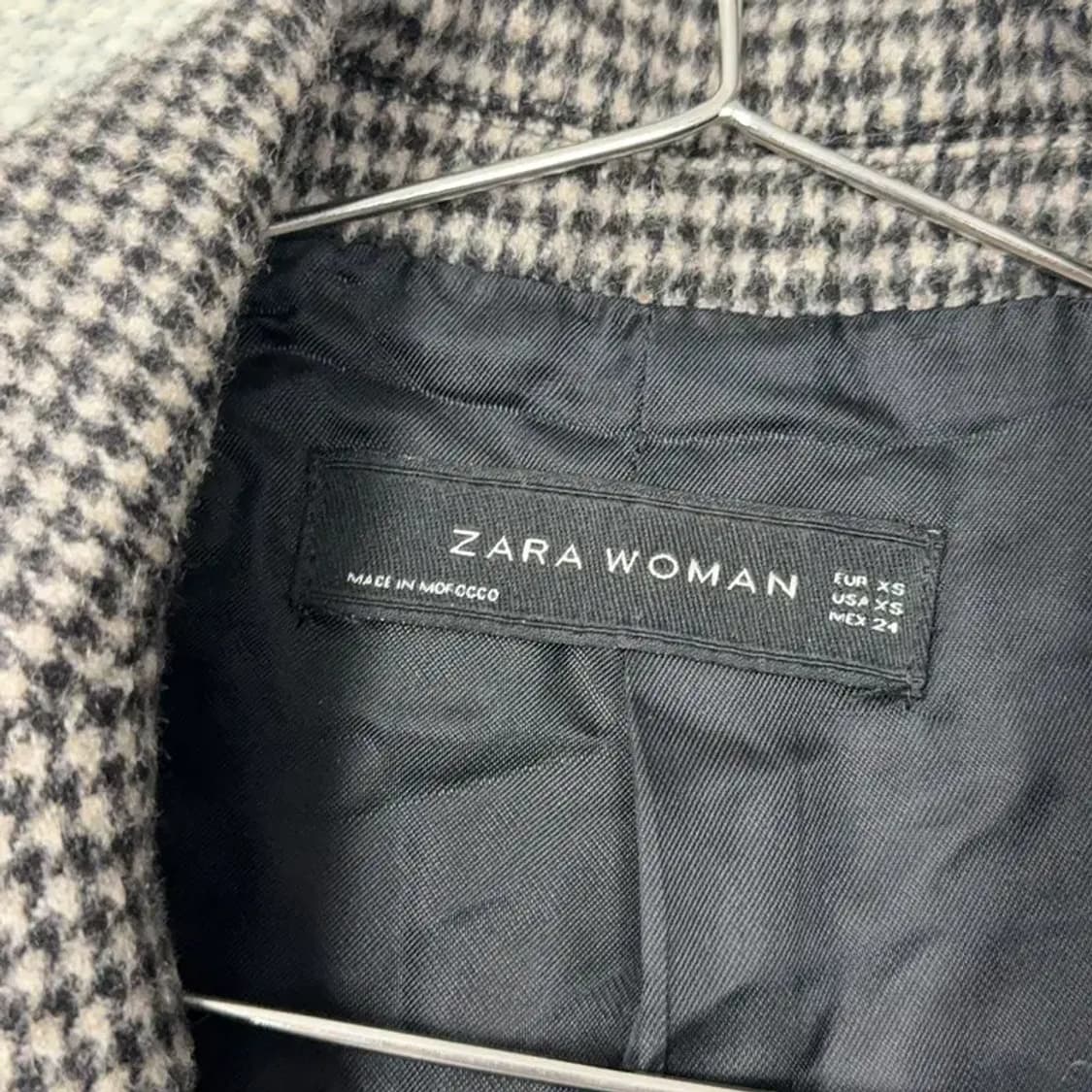 자라 체크 그레이 암레더 여성 클래식 코트 XS 상품이미지5