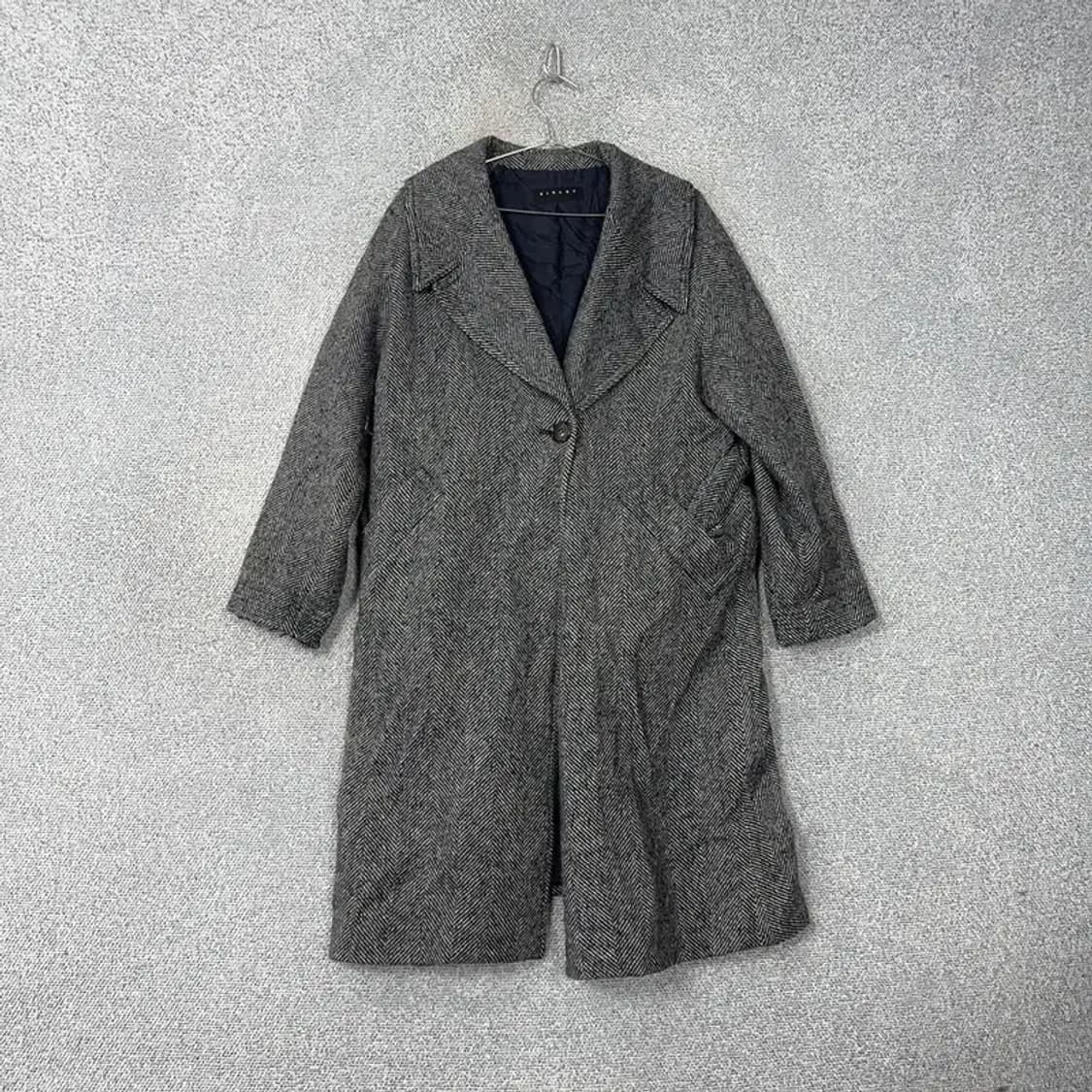 시슬리 여성 그레이 배색 울 버튼 코트 44 상품이미지1