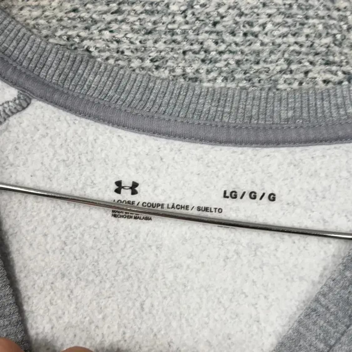 언더아머 심플 로고 라이트 그레이 오버핏 맨투맨 L 상품이미지3
