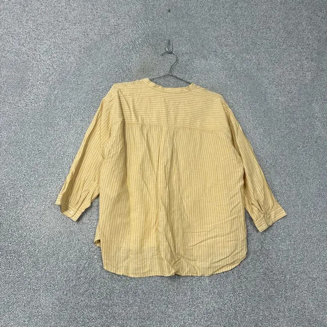 유니클로 오버핏 차이나넥 옐로우 스트라이프 셔츠 XL 상품이미지2