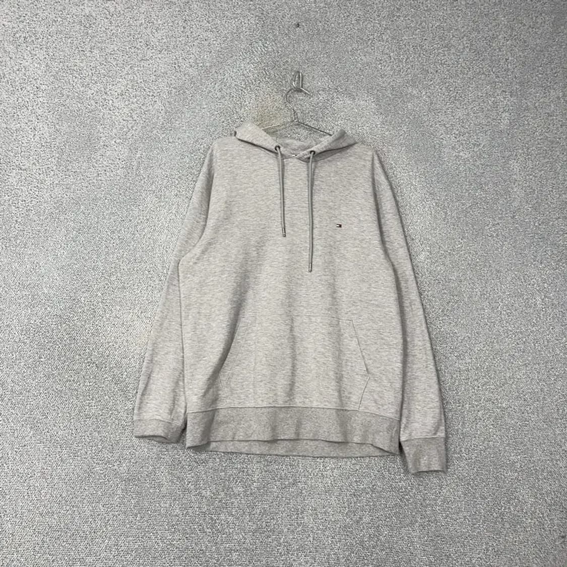 타미힐피거 심플 로고 남성 오버핏 라이트 그레이 후드티 XXL 상품이미지1