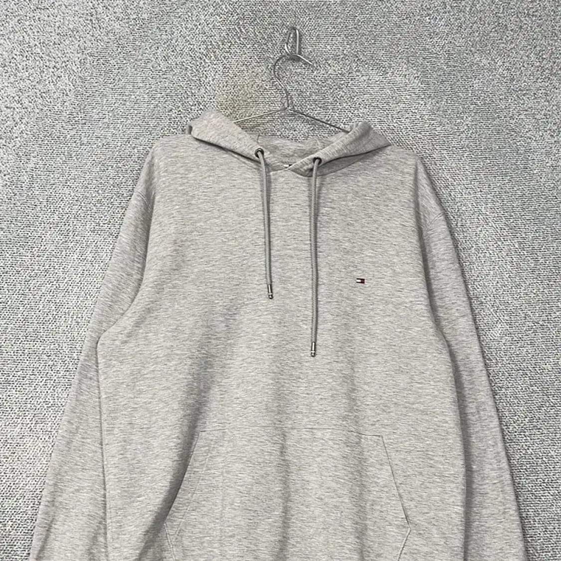 타미힐피거 심플 로고 남성 오버핏 라이트 그레이 후드티 XXL 상품이미지3