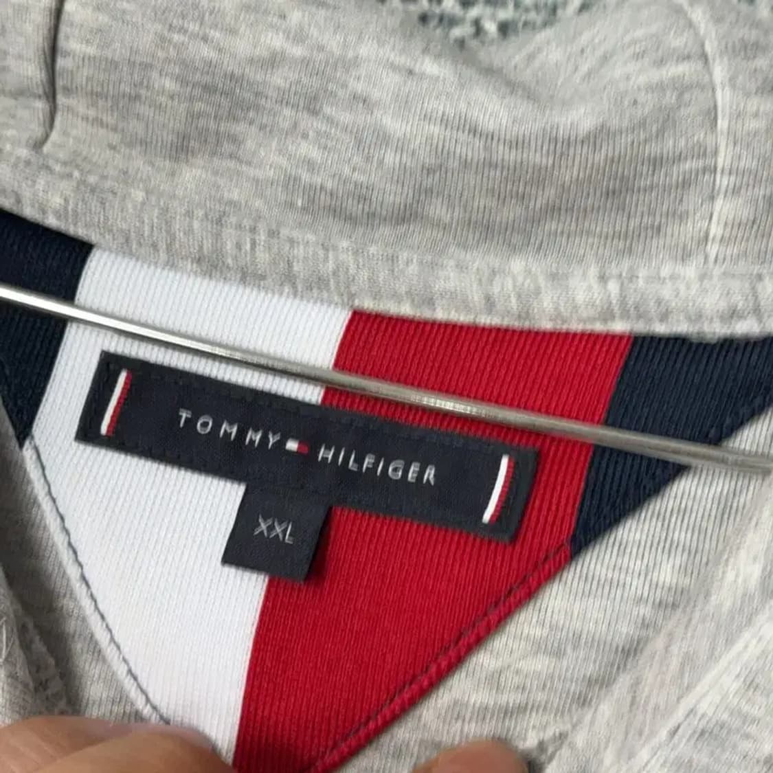 타미힐피거 심플 로고 남성 오버핏 라이트 그레이 후드티 XXL 상품이미지5