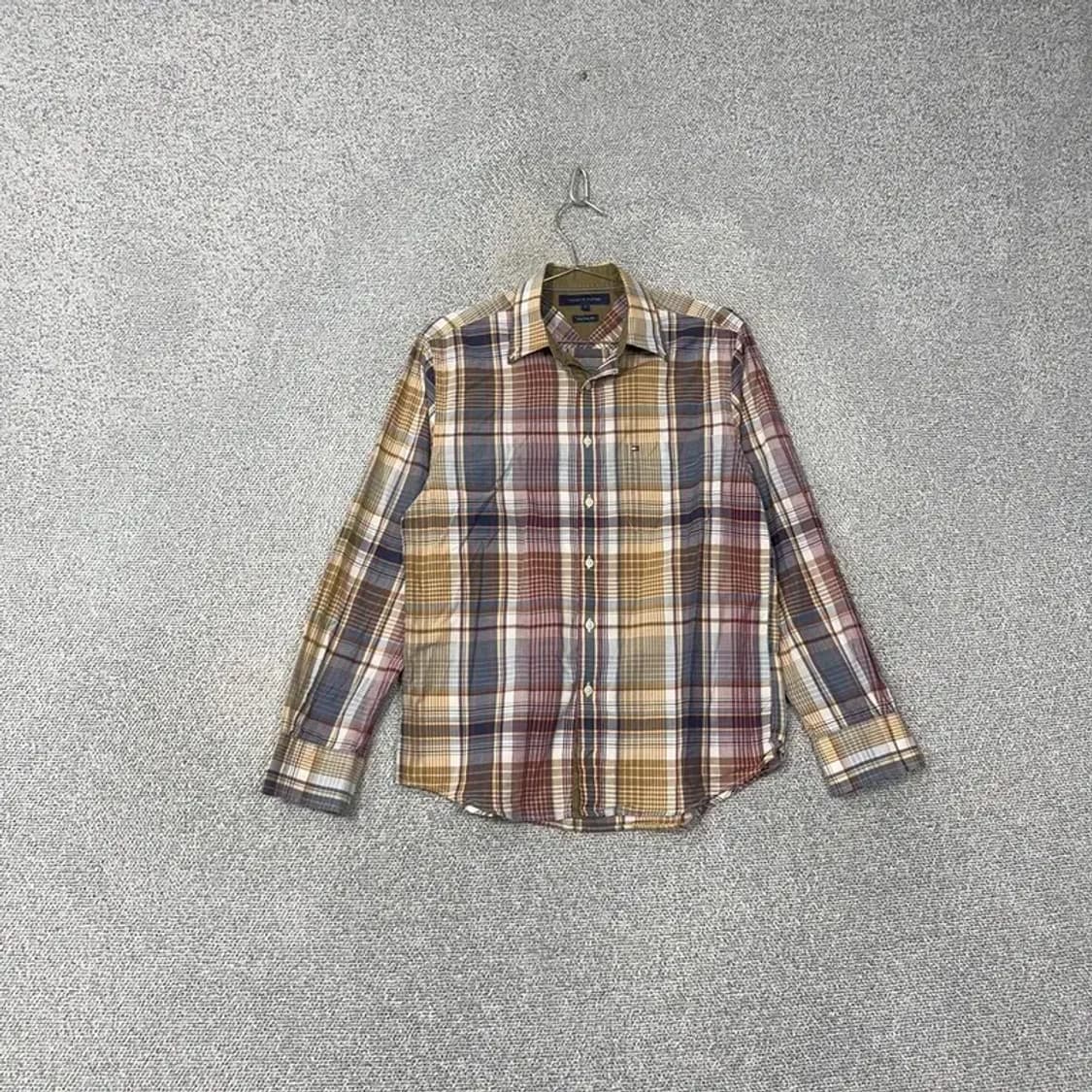 타미힐피거 뉴욕핏 체크 브라운 셔츠 S 상품이미지1