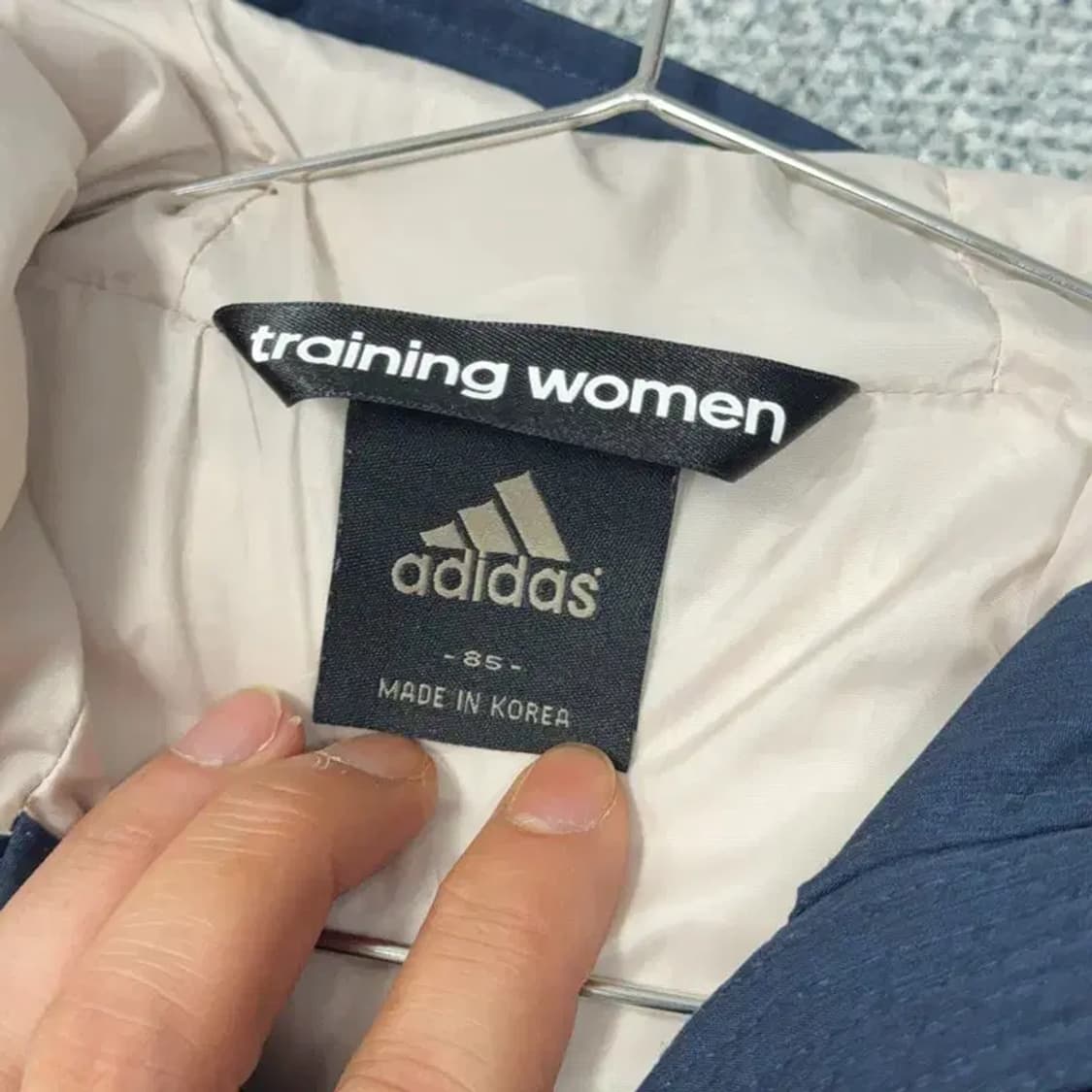 아디다스 네이비 로고 여성 캐주얼 포켓 롱 패딩 점퍼 85 상품이미지5