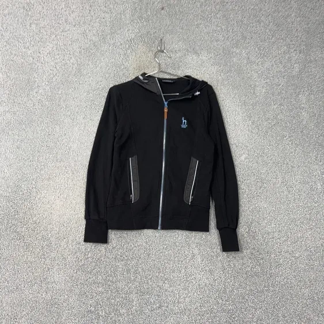 해지스 스포츠 로고 블랙 기능성 여성 후드집업 90 상품이미지1