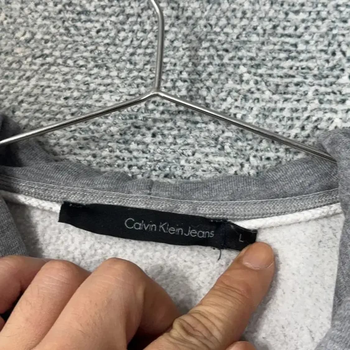 캘빈클라인 스펠 빅로고 오버핏 그레이 후드집업 L 상품이미지3