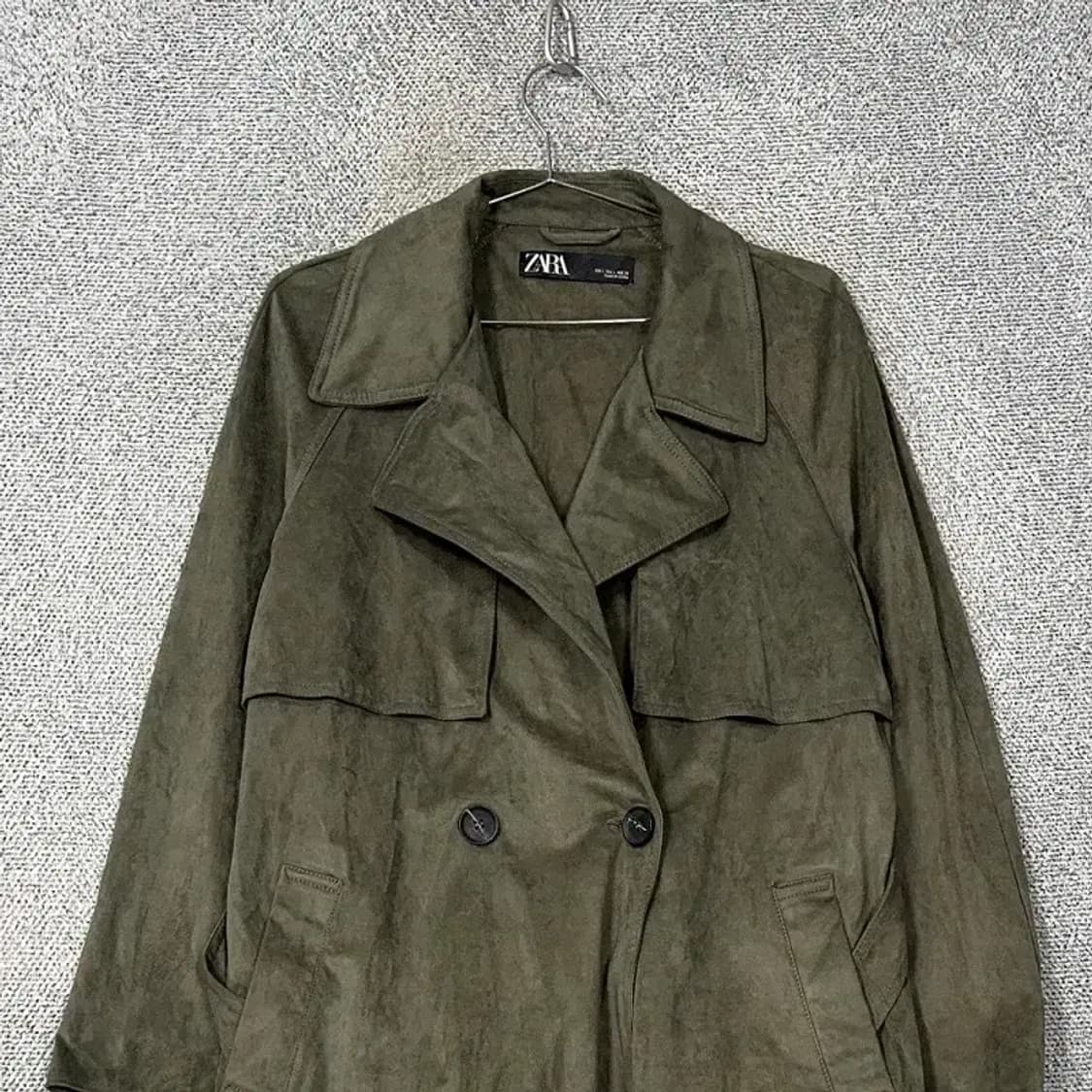 자라 워싱 카키 트렌치코트 L 상품이미지3