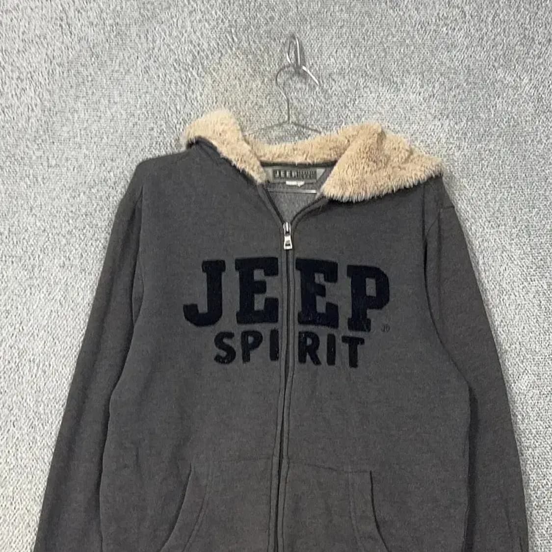 지프 로고 프린팅 그레이 퍼 후드집업 L 상품이미지3