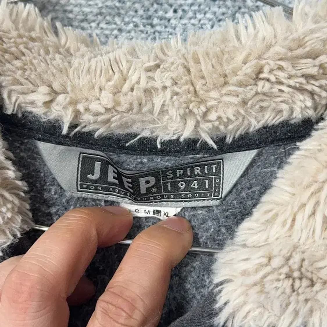 지프 로고 프린팅 그레이 퍼 후드집업 L 상품이미지5