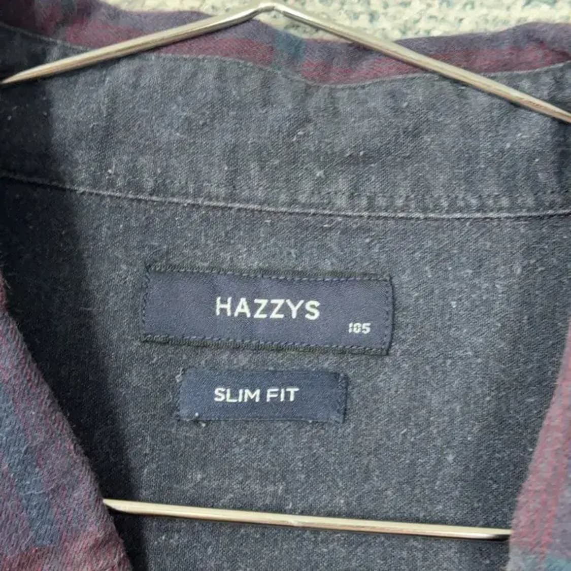 해지스 로고 버건디 체크 셔츠 남방 105 상품이미지3