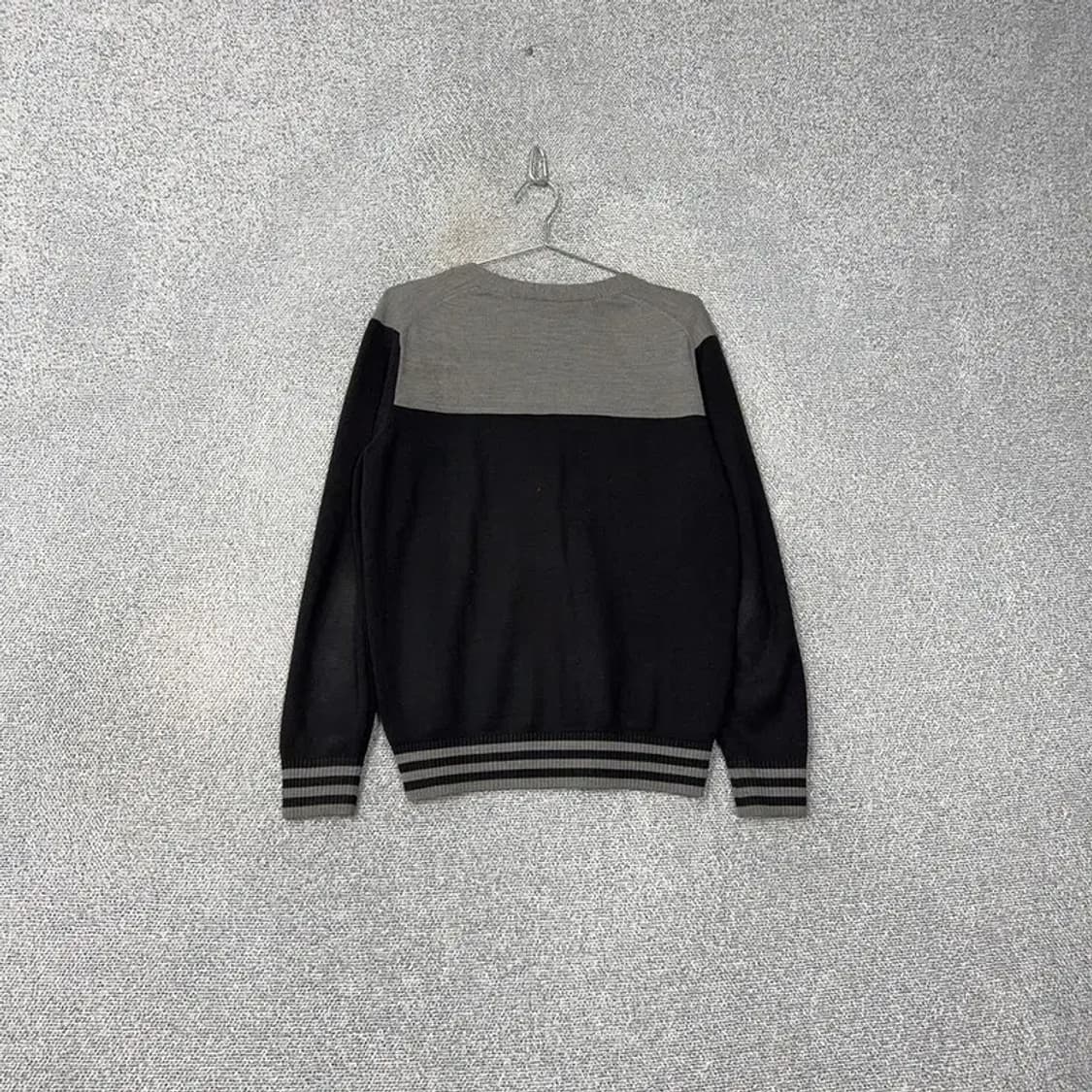 마인드브릿지 남성 캐주얼 블랙 투톤 레이온 니트 가디건 100 상품이미지2