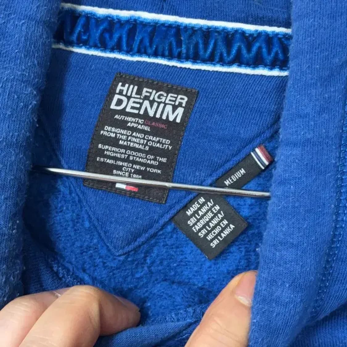 타미힐피거 이글 프린팅 빈티지 블루 후드티 M 상품이미지5