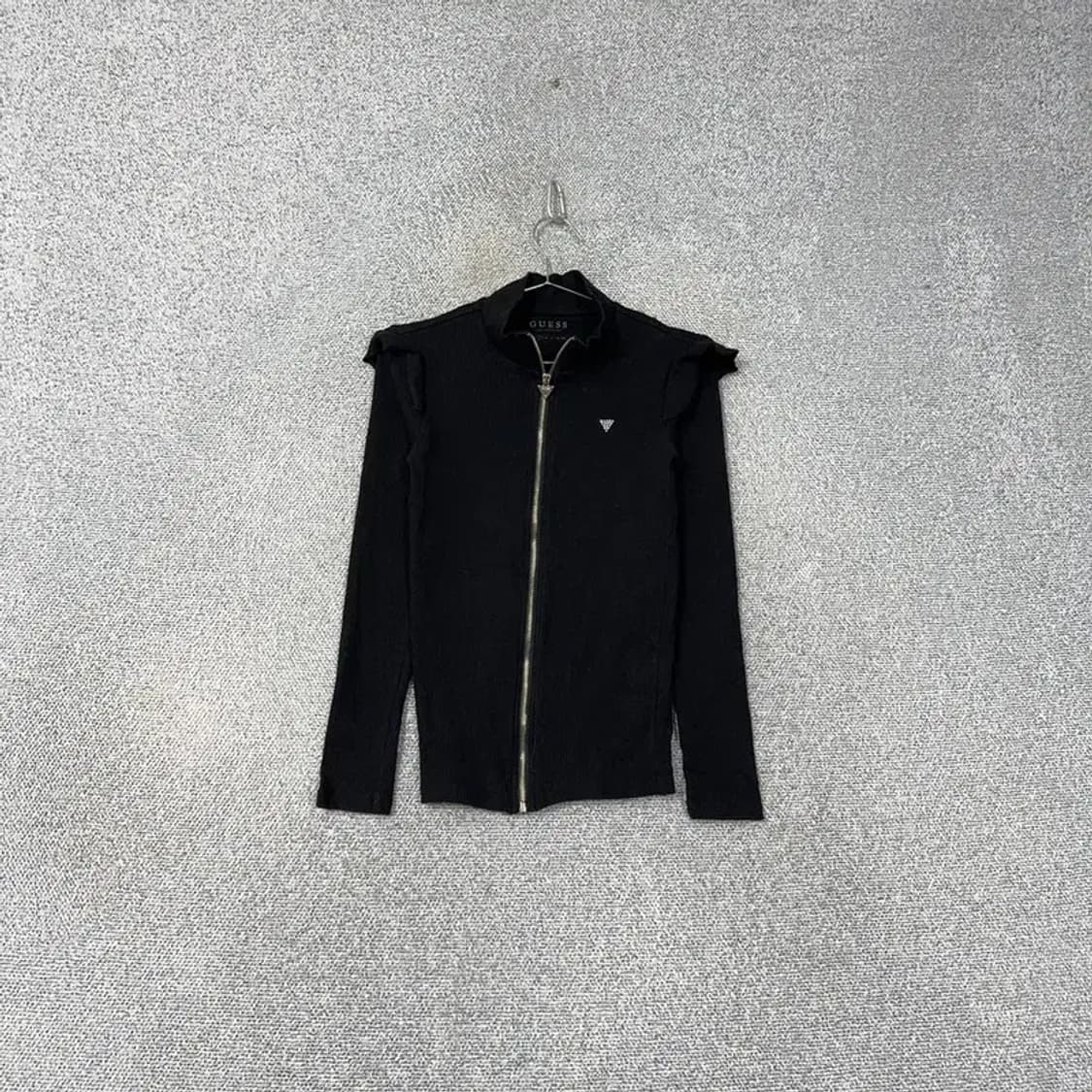 게스 큐빅 로고 여성 블랙 집업 져지 S 상품이미지1