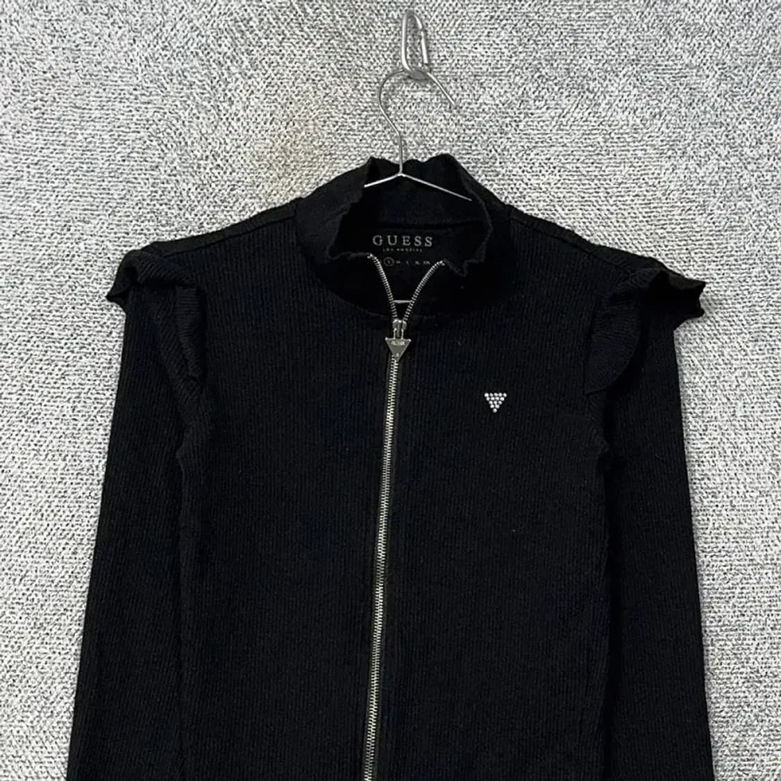 게스 큐빅 로고 여성 블랙 집업 져지 S 상품이미지3